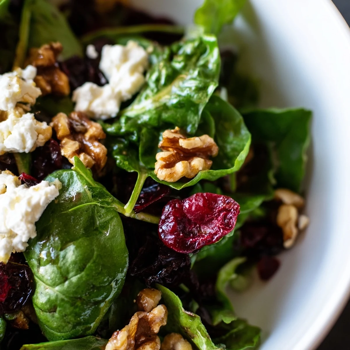 Freshly toasted walnuts and creamy crumbled goat cheese are tossed with sweet dried cranberries and tangy red onion in this vibrant Cranberry Walnut Salad, finished with a zesty homemade vinaigrette.