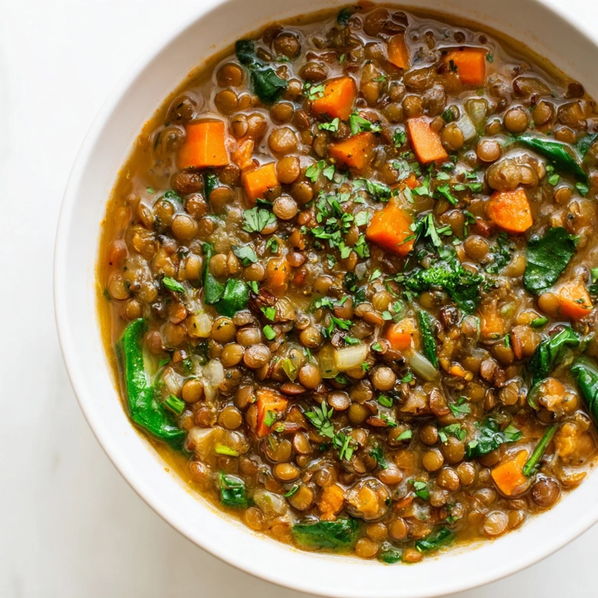 Hearty Lentil Spinach Lemon