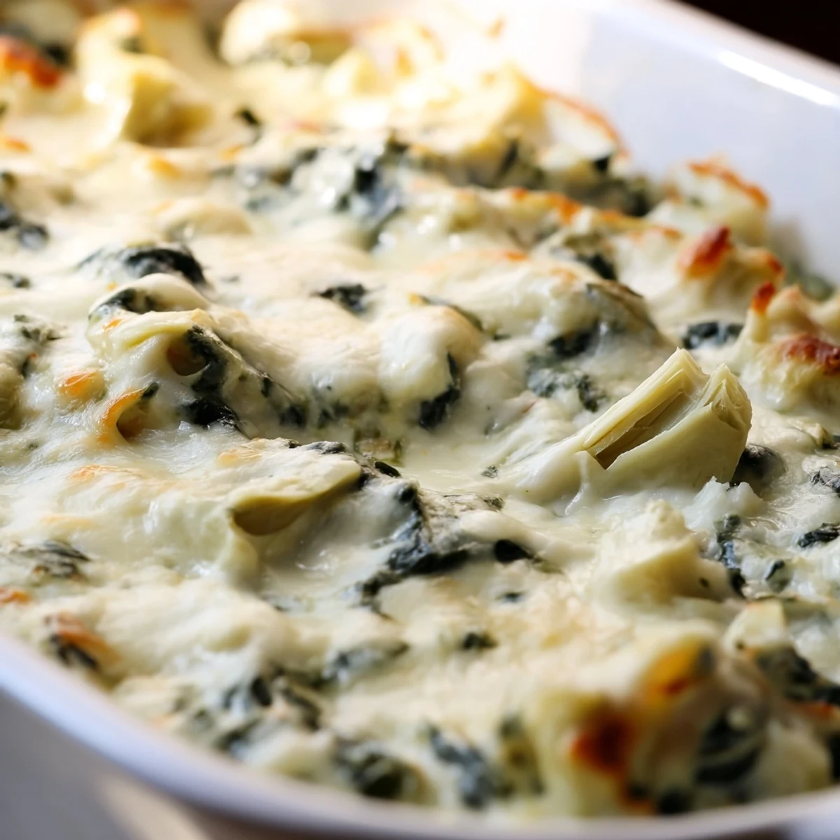 Fresh spinach and tender artichoke hearts meld with creamy, melted mozzarella and Parmesan in this irresistible party appetizer.