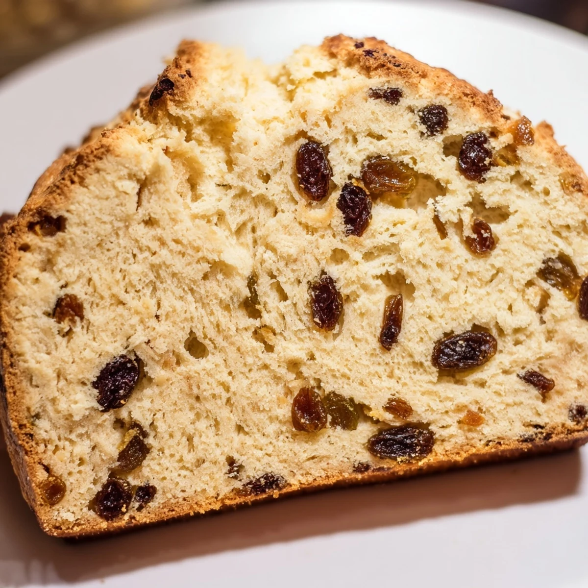Freshly baked Irish Soda Bread with Raisins and Caraway on a cooling rack, with a golden crust and visible seeds.