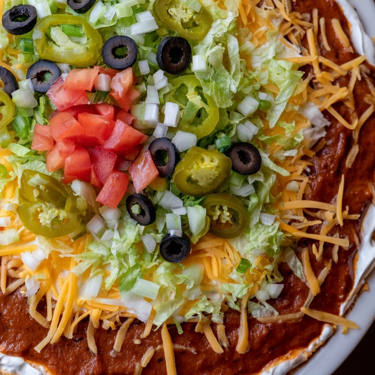 Serving Ultimate Layered Taco Dip with crunchy tortilla chips at a game day gathering, featuring creamy layers and bright colors.