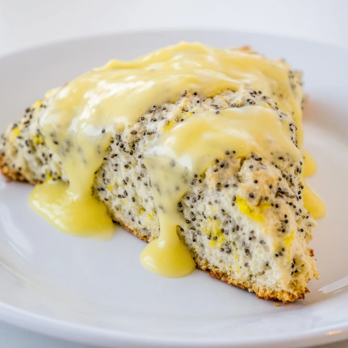 Homemade Lemon Poppy Seed Scones on a cooling rack, ready for breakfast or afternoon tea time.