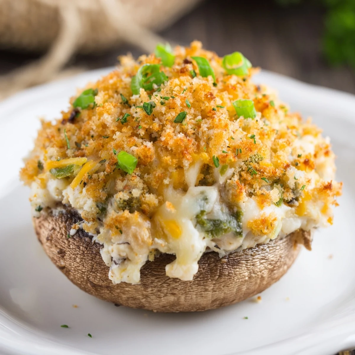 Warm Mozzarella Popper Stuffed Mushrooms with melted cheese filling, paired with a creamy dipping sauce.