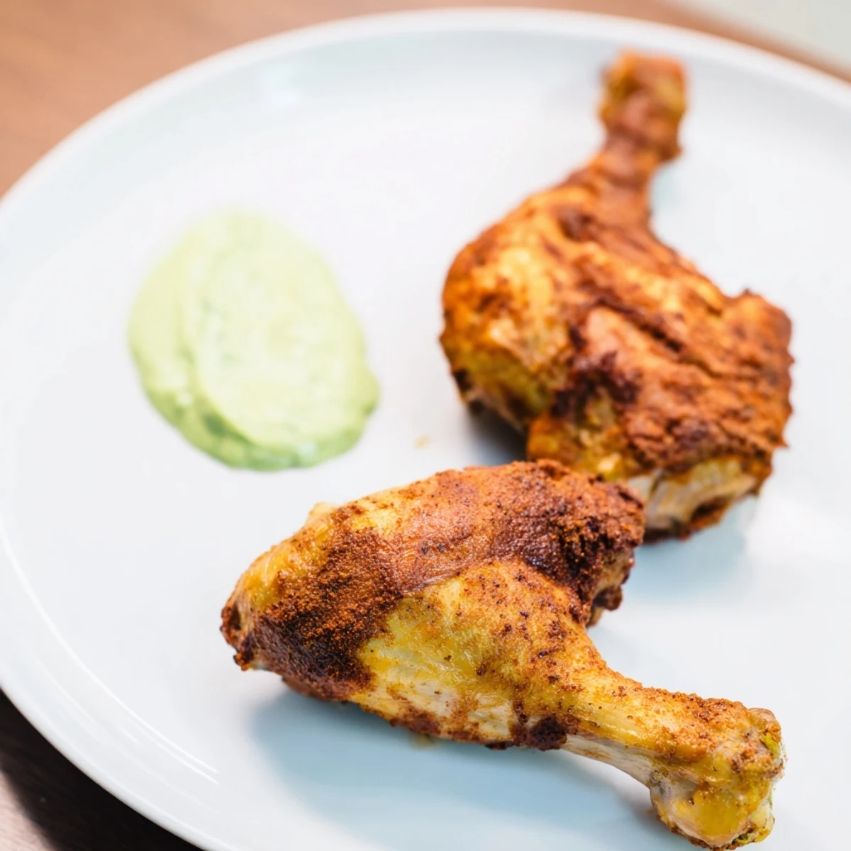 A juicy whole Peruvian Roast Chicken with Creamy Green Sauce rests on a platter, ready to carve for a family dinner.