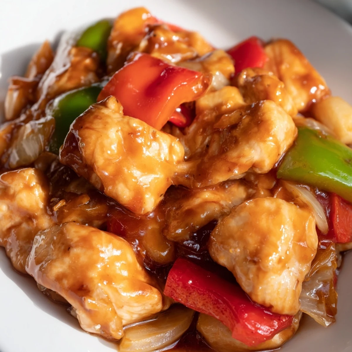 A hearty bowl of Sweet Hawaiian Crockpot Chicken garnished with green onions, ready to serve.