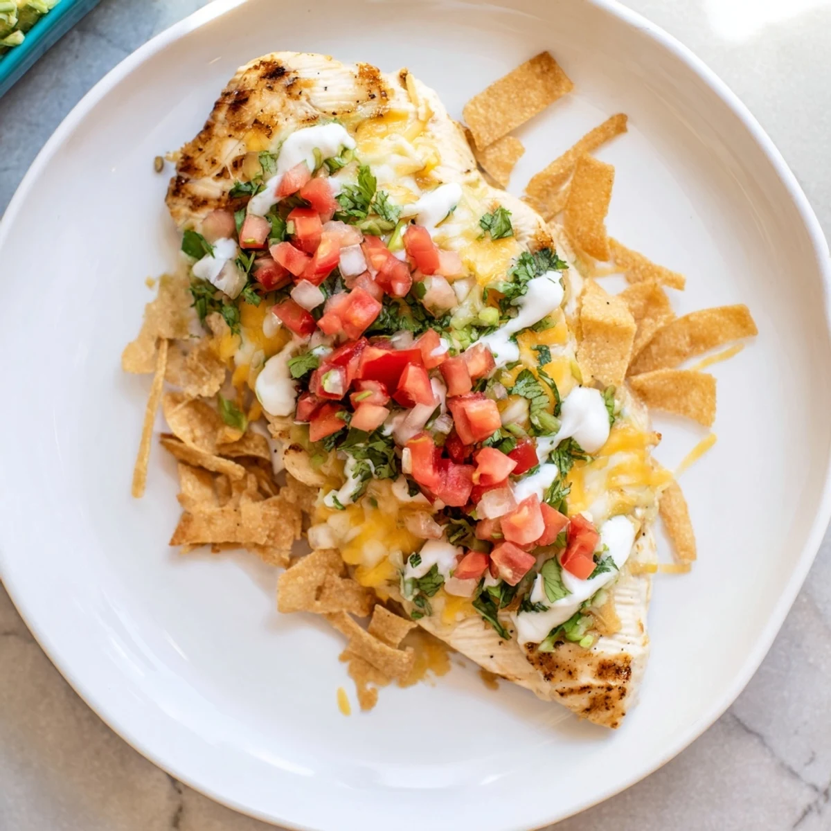 Fiesta Lime Chicken served beside lime wedges and a colorful side of Mexican rice.