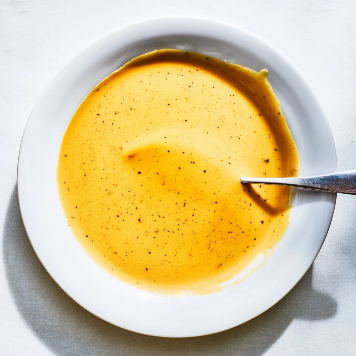 Bright orange Snappy Cheddar Sauce drizzled generously over a plate of crispy nachos and fresh veggies.  