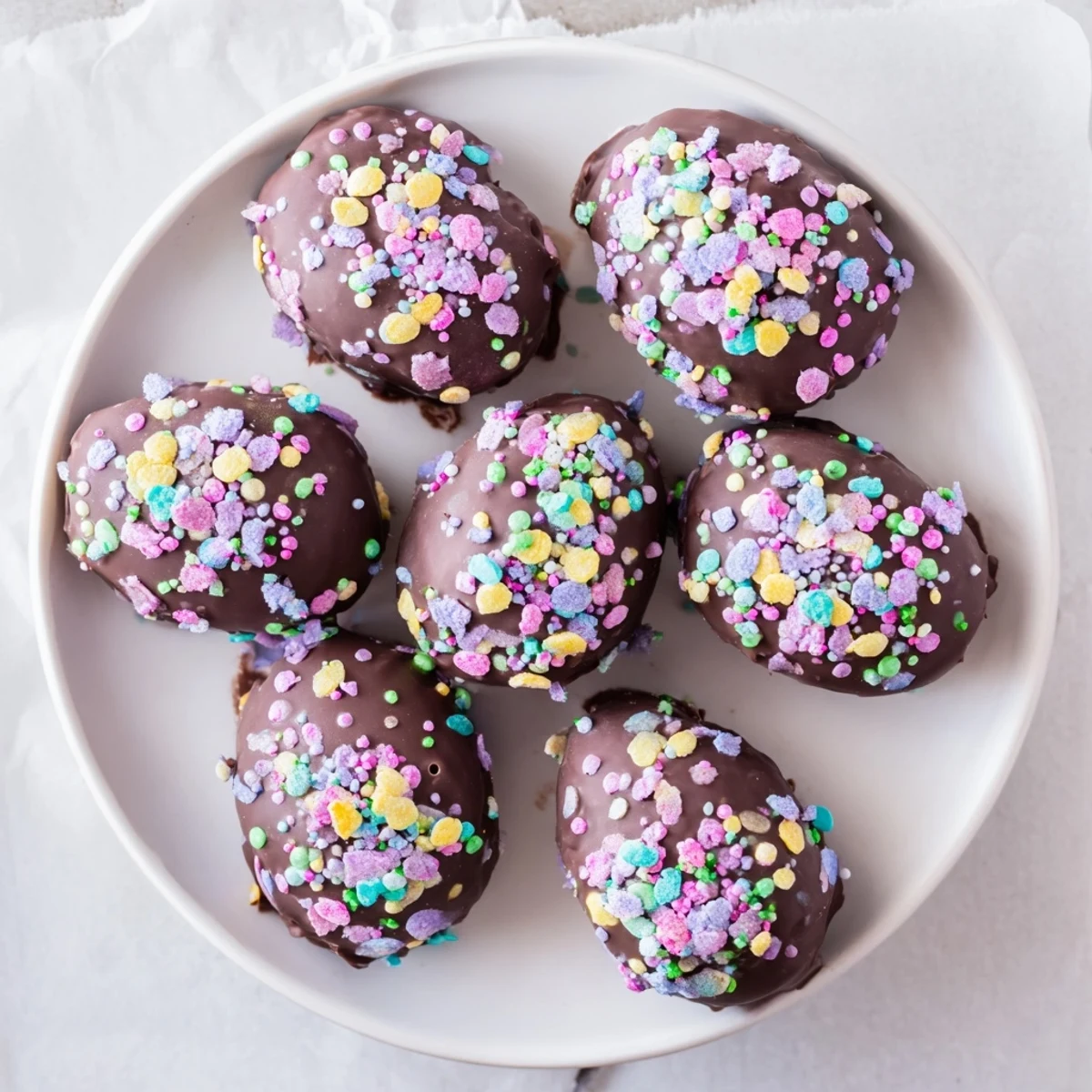 This image captures the creamy texture and egg shape of Easter Egg Oreo Balls, perfect for a no-bake dessert buffet.