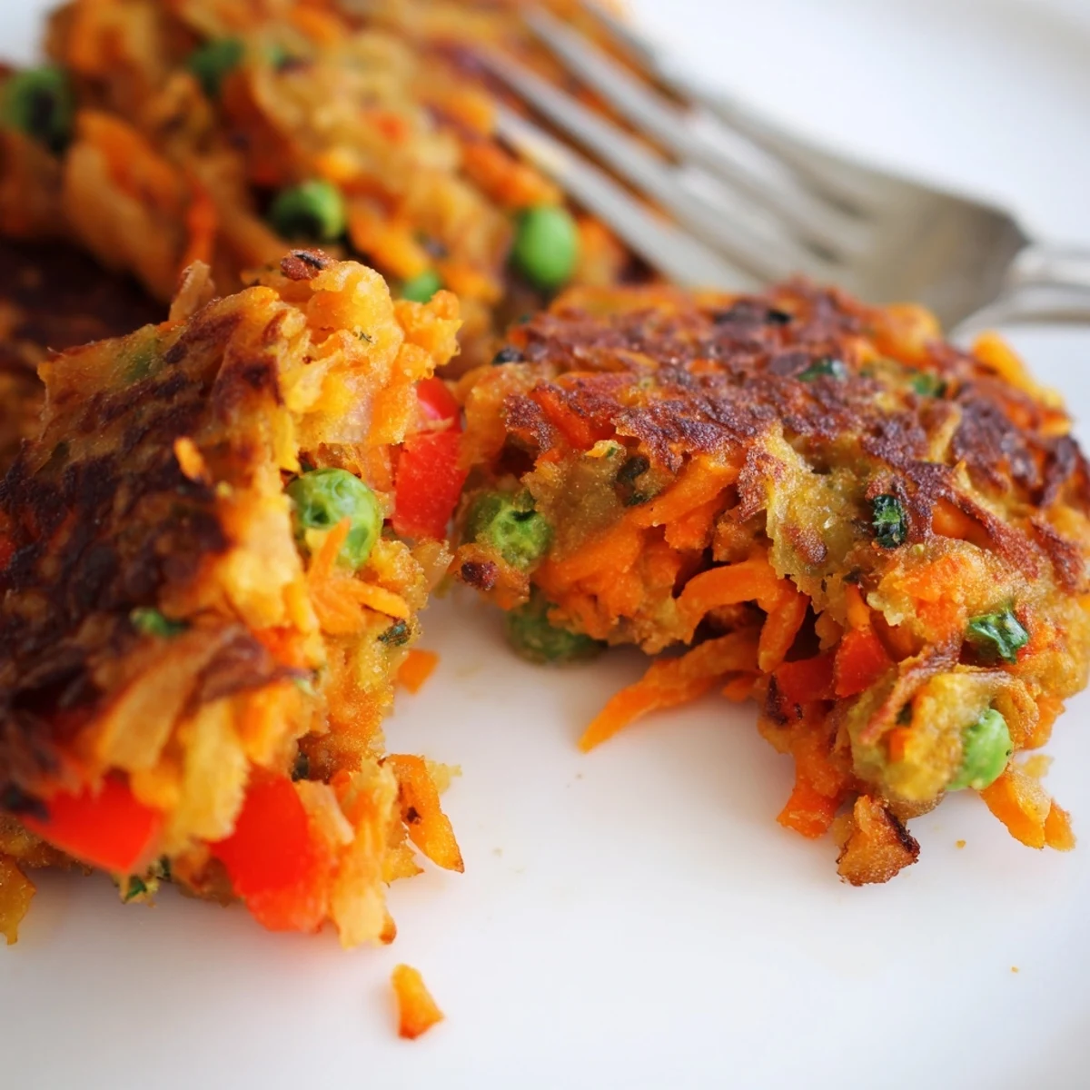Homemade vegetable fritters featuring zucchini and carrot fried to golden brown perfection