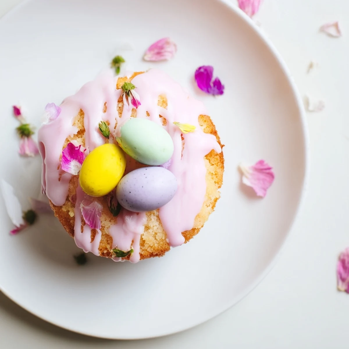 Individual Easter cakes with smooth pastel frosting and edible flowers for holiday dessert tables