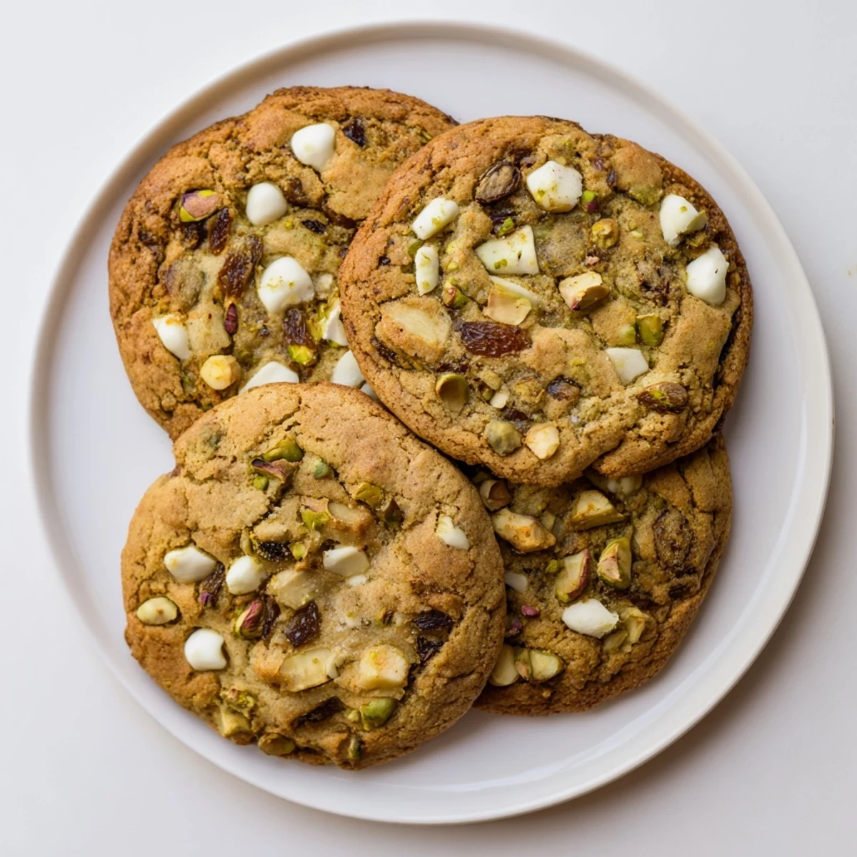 Middle Eastern style Dubai chewy cookie with sweet dates and roasted pistachio pieces visible