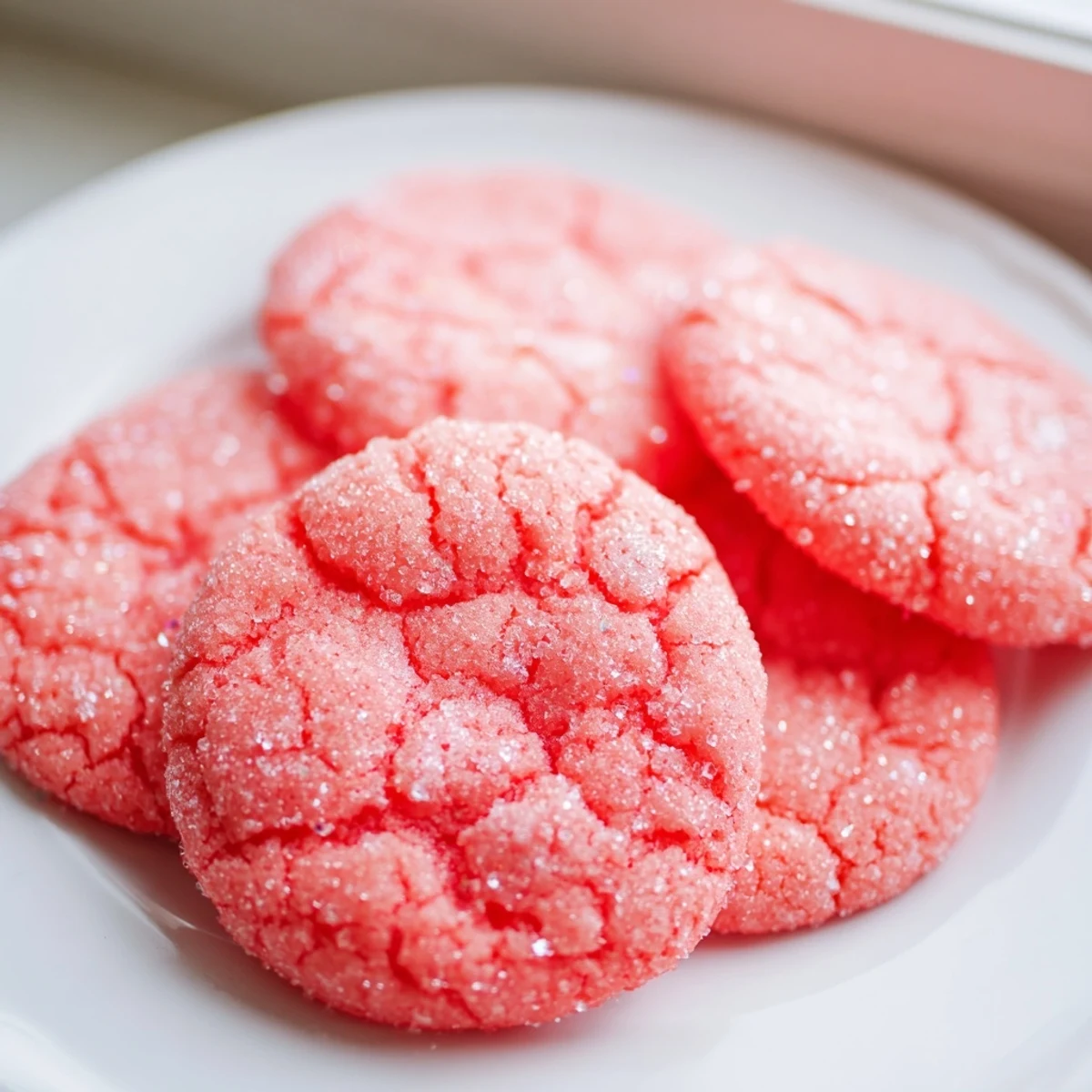 Soft chewy Jello sugar cookies with vibrant pastel colors on a rustic white serving platter