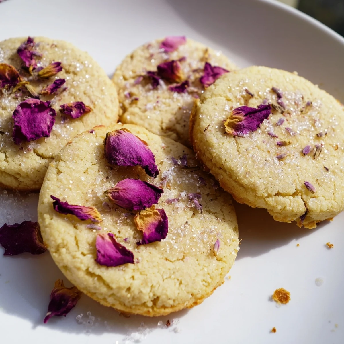 Buttery Spring Blossom Cookies with delicate floral sprinkles arranged on a vintage serving tray