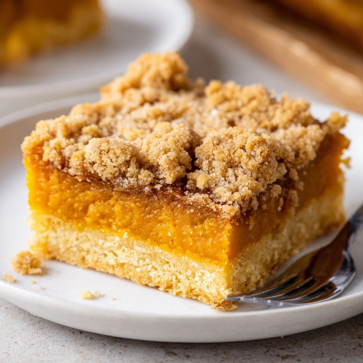 Creamy Brown Sugar Maple Pumpkin Butter Bars sliced and dusted with warm cinnamon spice