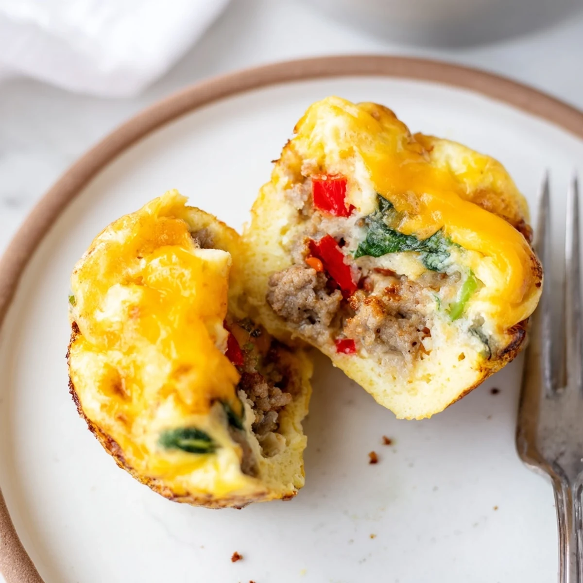 Turkey Sausage Egg Muffins steaming on a plate, golden tops and savory aroma