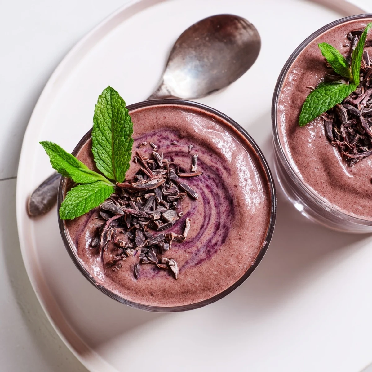 Earthy-sweet Chocolate Beet Smoothie blended smooth with banana and almond milk