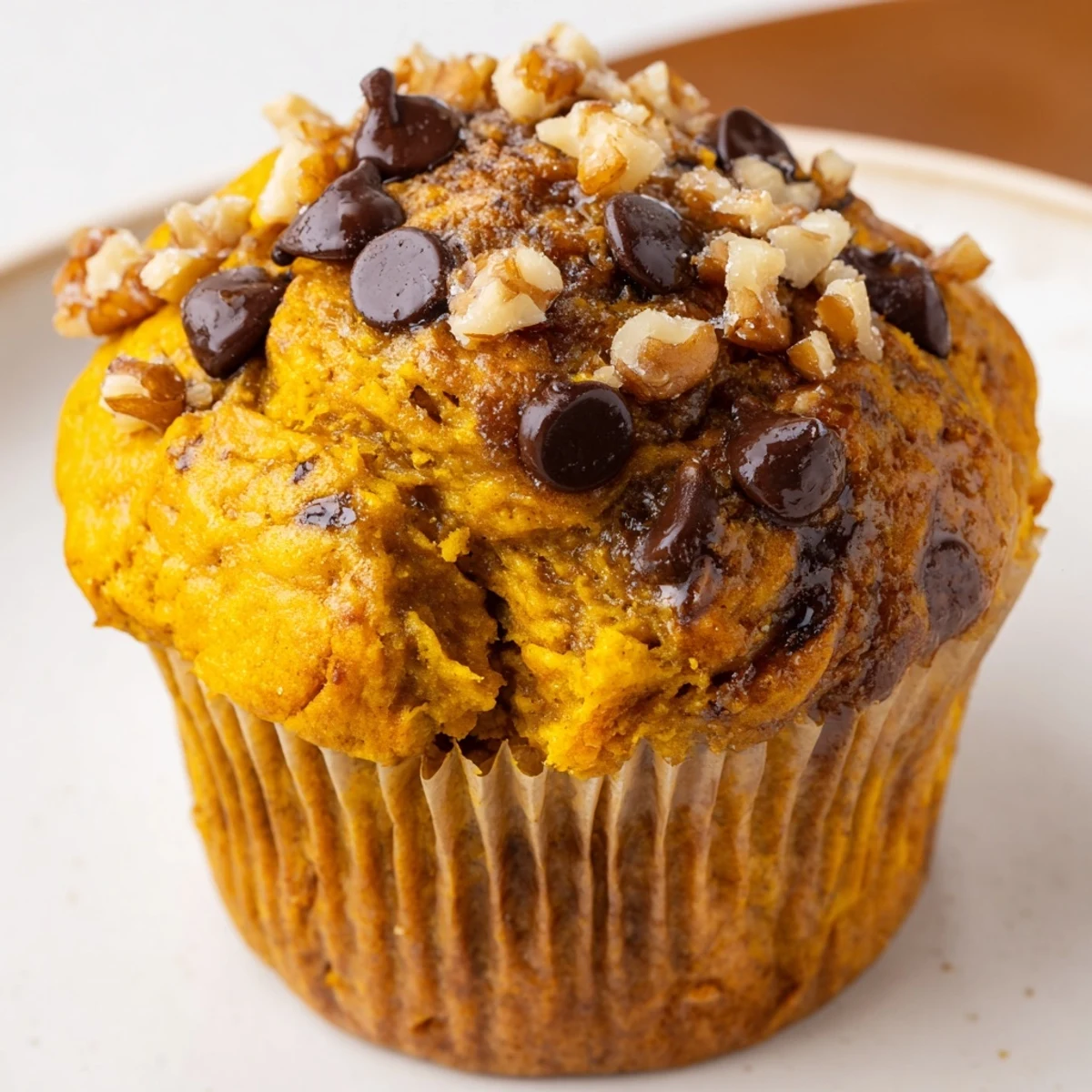 Warm Pumpkin Banana Muffins topped with cinnamon sugar, perfect for breakfast  