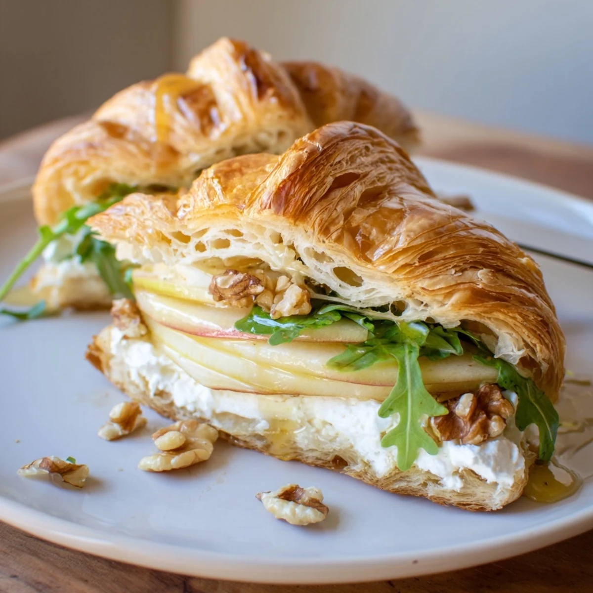 Apple Goat Cheese Croissant Sandwich Recipe with buttery croissant and crisp apple