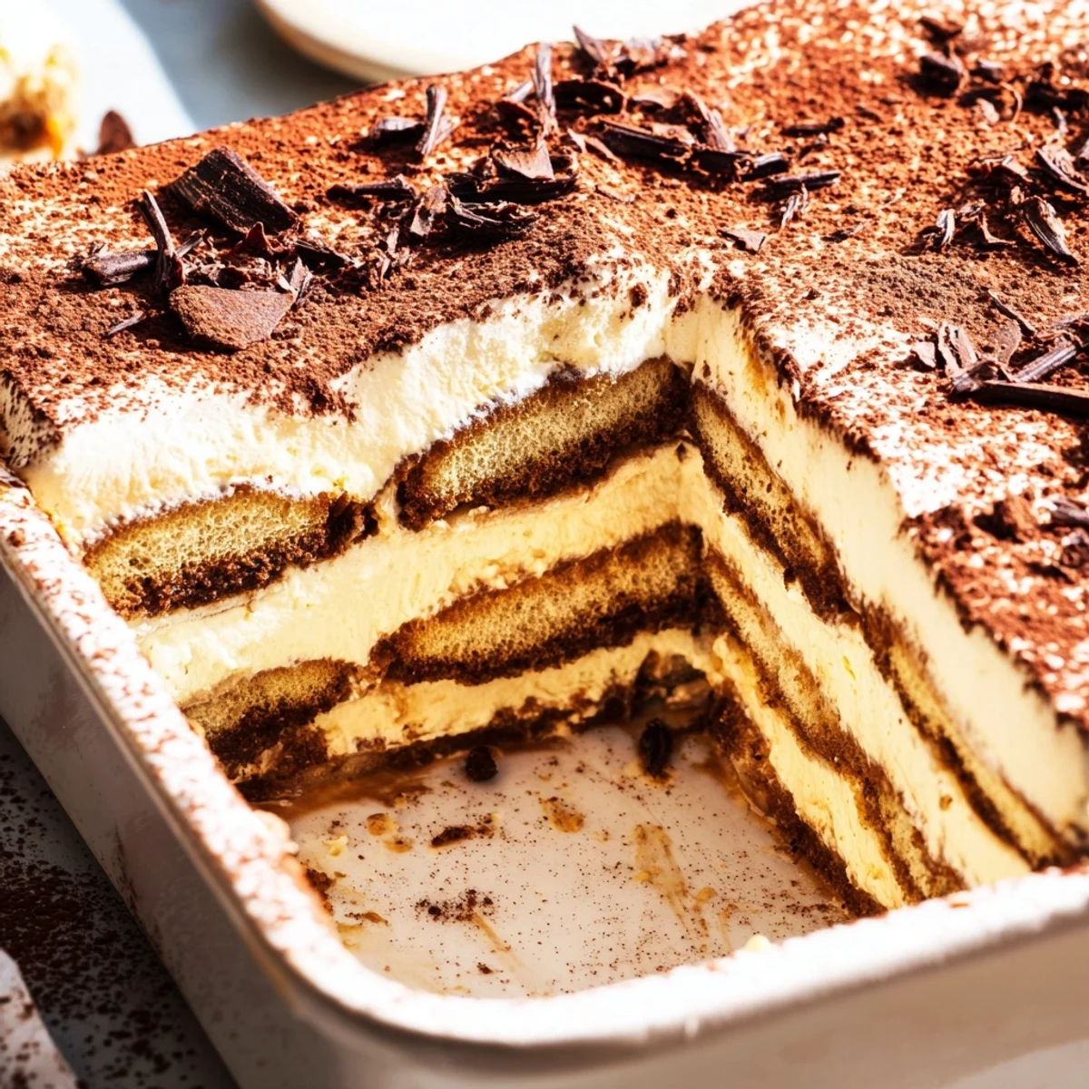 Classic tiramisu recipe featuring espresso-soaked ladyfingers layered between creamy mascarpone and dusted with cocoa powder