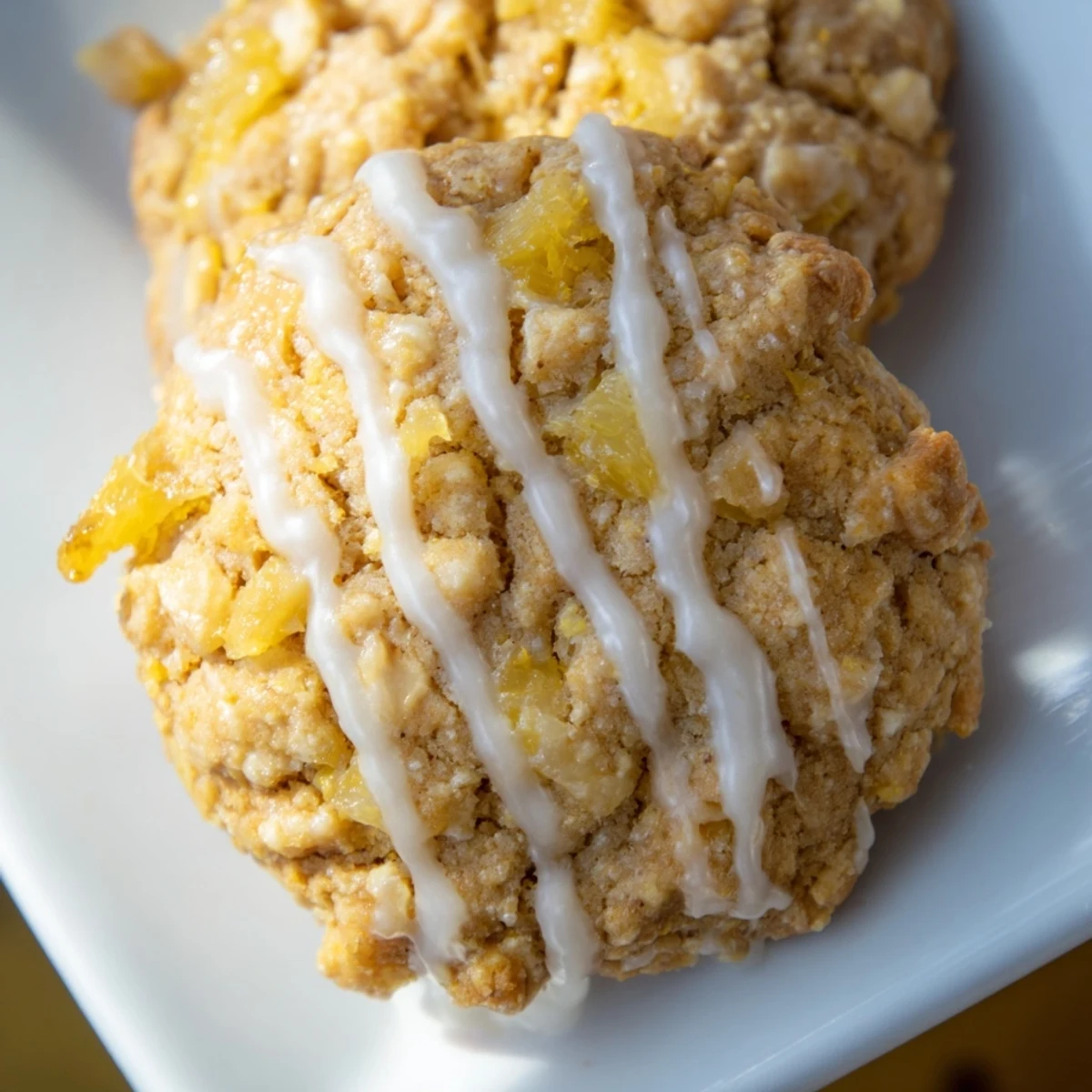 Buttery tropical pineapple cookies fresh from the oven with lightly golden edges