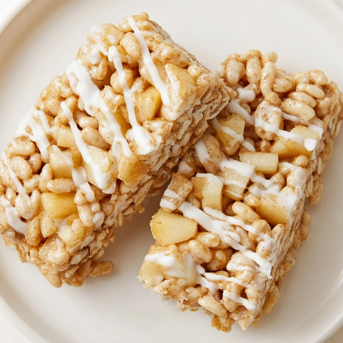 Chewy marshmallow Apple Pie Rice Krispie Treats spiced with cinnamon and caramelized apples
