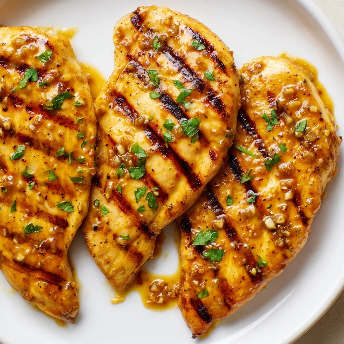 Juicy grilled chicken marinated in zesty orange and Dijon mustard sauce, perfectly cooked with caramelized edges