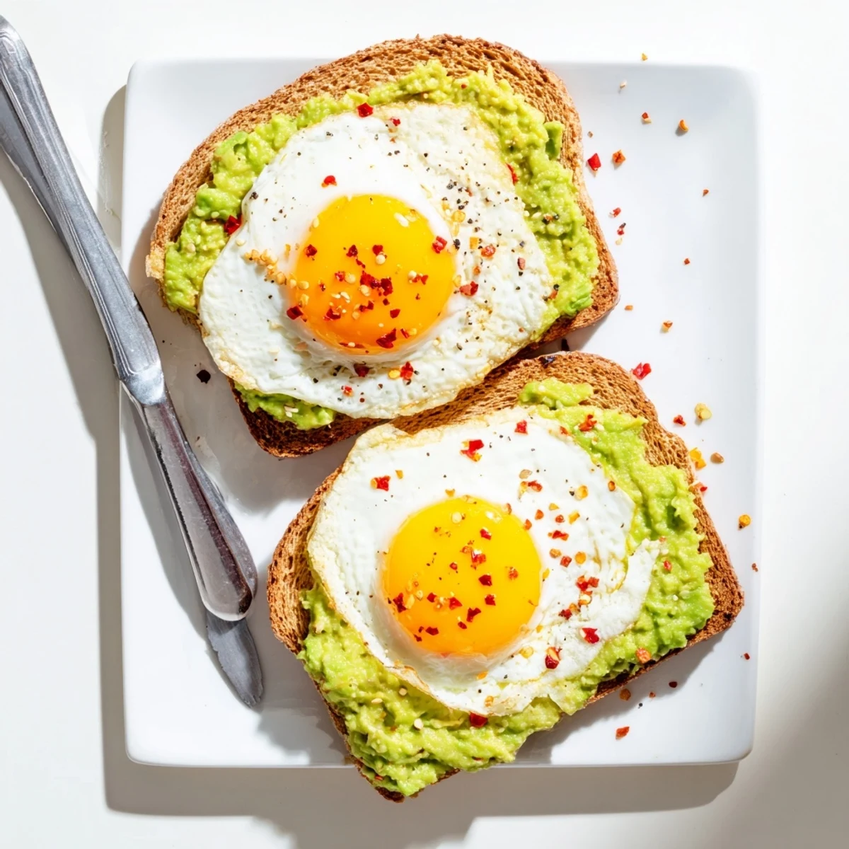 Simple avocado toast recipe featuring mashed ripe avocado and a warm egg over crunchy toasted bread