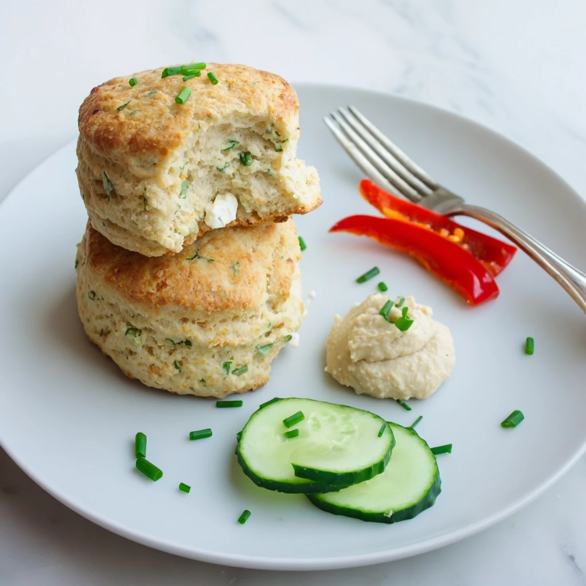 Warm Humous Scones with flaky golden crust, served with extra hummus