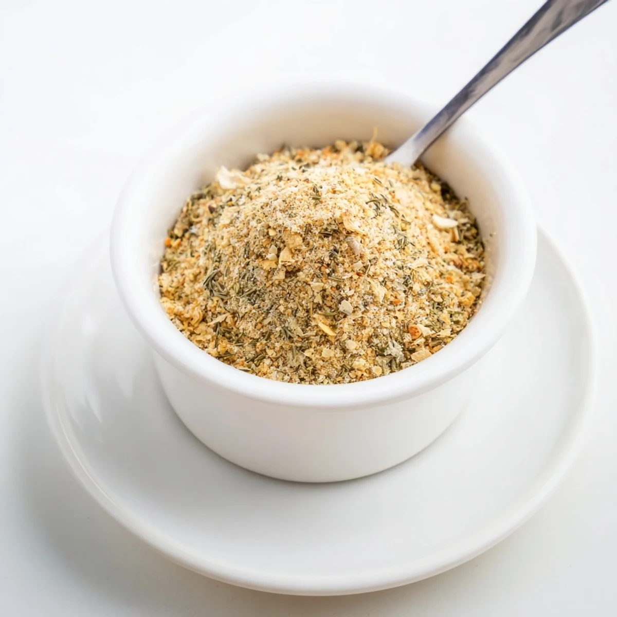 Smoldering skillet beside bowl of Vegan Chicken Seasoning For Rubs, Marinades, And Broth